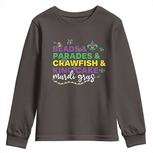 Beads Parades Crawfish King Cake Mardi Gras Youth Sweatshirt TS10 Dark Chocolate Print Your Wear
