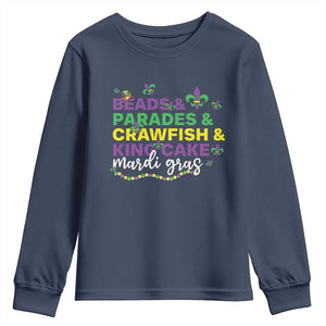 Beads Parades Crawfish King Cake Mardi Gras Youth Sweatshirt TS10 Navy Print Your Wear