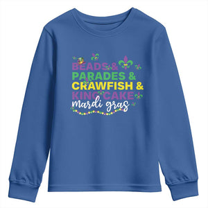 Beads Parades Crawfish King Cake Mardi Gras Youth Sweatshirt TS10 Royal Blue Print Your Wear
