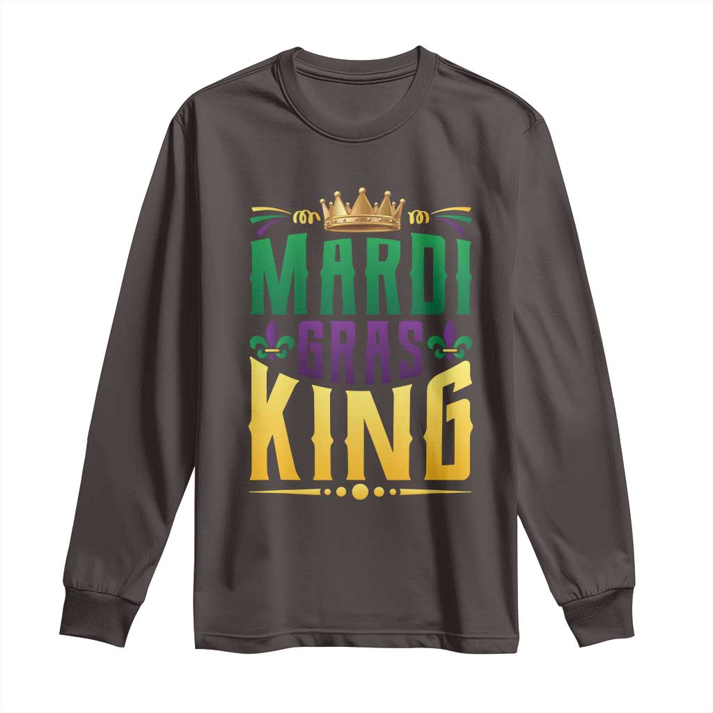 Mardi Gras King Long Sleeve Shirt Funny Men Carnival Costume Gift TS10 Dark Chocolate Print Your Wear