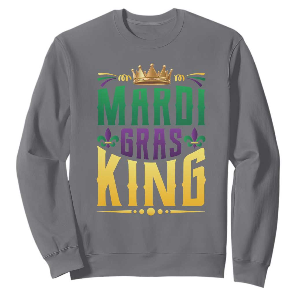 Mardi Gras King Sweatshirt Funny Men Carnival Costume Gift TS10 Charcoal Print Your Wear
