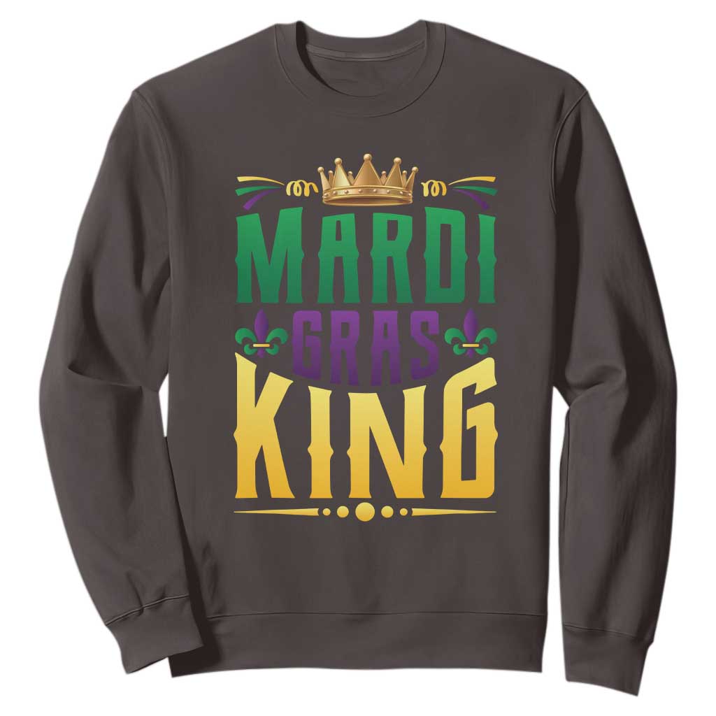 Mardi Gras King Sweatshirt Funny Men Carnival Costume Gift TS10 Dark Chocolate Print Your Wear