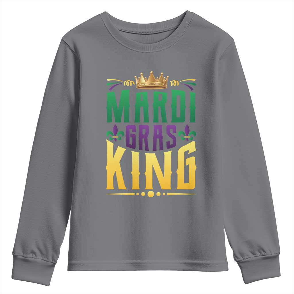Mardi Gras King Youth Sweatshirt Funny Men Carnival Costume Gift TS10 Charcoal Print Your Wear