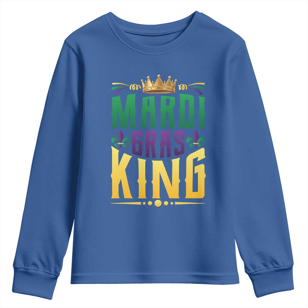 Mardi Gras King Youth Sweatshirt Funny Men Carnival Costume Gift TS10 Royal Blue Print Your Wear