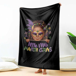 Little Miss Mardi Gras Throw Blanket Afro Messy Bun Girls Kids Mask Cute New Orleans TS10 Print Your Wear