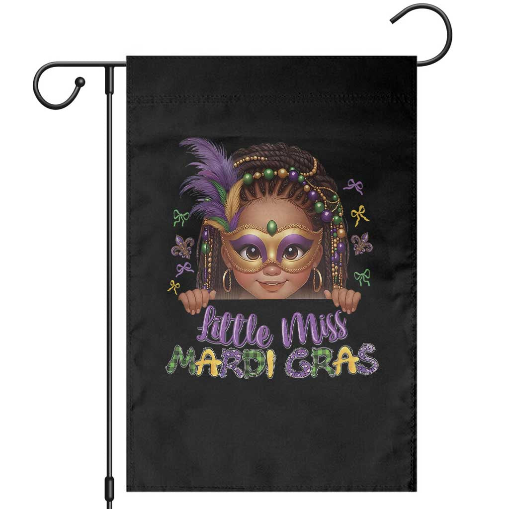 Little Miss Mardi Gras Garden Flag Afro Messy Bun Girls Kids Mask Cute New Orleans TS10 Black Print Your Wear