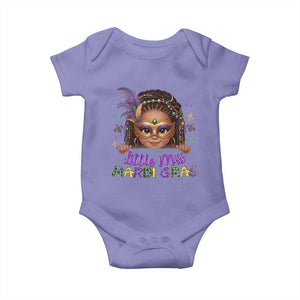 Little Miss Mardi Gras Baby Onesie Afro Messy Bun Girls Kids Mask Cute New Orleans TS10 Violet Print Your Wear