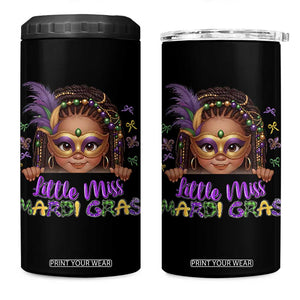 Little Miss Mardi Gras 4 in 1 Can Cooler Tumbler Afro Messy Bun Girls Kids Mask Cute New Orleans TS10 One Size: 16 oz Black Print Your Wear