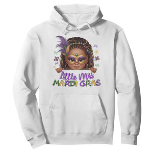 Little Miss Mardi Gras Hoodie Afro Messy Bun Girls Kids Mask Cute New Orleans TS10 White Print Your Wear