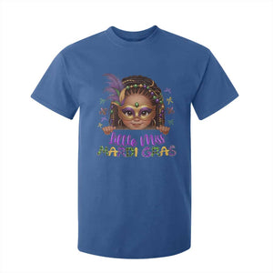 Little Miss Mardi Gras T Shirt For Kid Afro Messy Bun Girls Kids Mask Cute New Orleans TS10 Royal Blue Print Your Wear