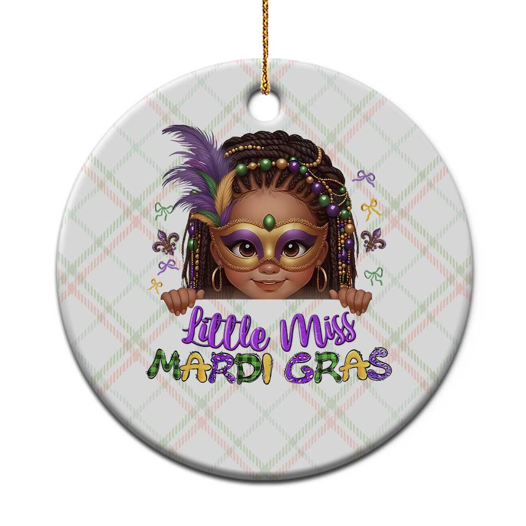Little Miss Mardi Gras Ceramic Ornament Afro Messy Bun Girls Kids Mask Cute New Orleans TS10 1pc Christmas Plaid Print Your Wear