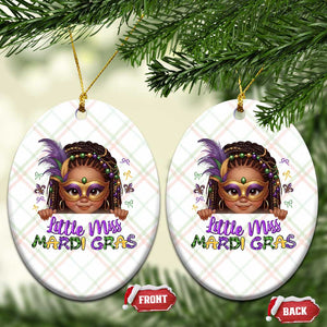 Little Miss Mardi Gras Ceramic Ornament Afro Messy Bun Girls Kids Mask Cute New Orleans TS10 Print Your Wear