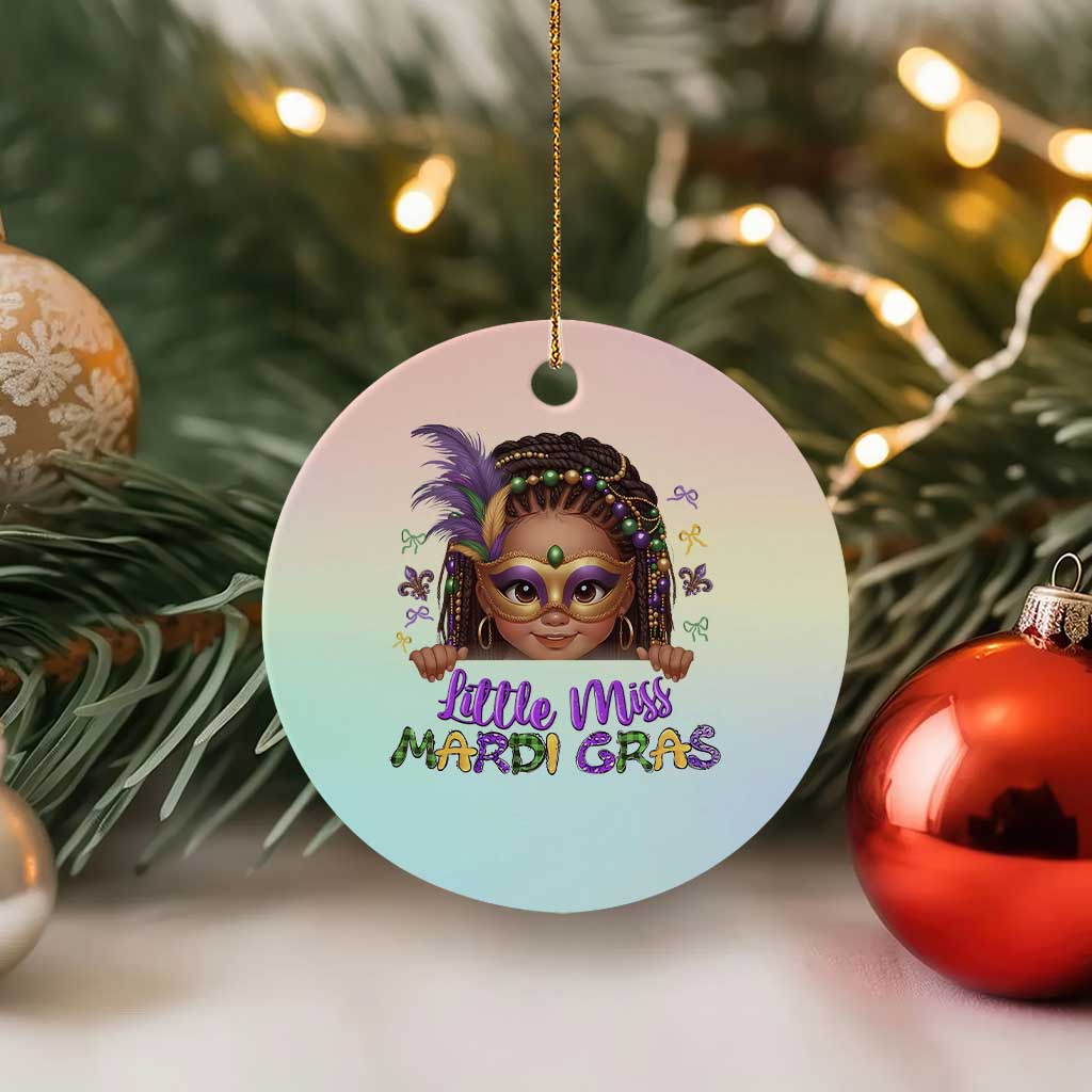 Little Miss Mardi Gras Ceramic Ornament Afro Messy Bun Girls Kids Mask Cute New Orleans TS10 1pc Pastel Print Your Wear