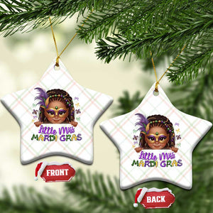 Little Miss Mardi Gras Ceramic Ornament Afro Messy Bun Girls Kids Mask Cute New Orleans TS10 Print Your Wear