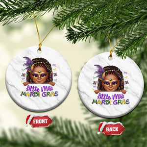 Little Miss Mardi Gras Ceramic Ornament Afro Messy Bun Girls Kids Mask Cute New Orleans TS10 1pc White Marble Print Your Wear
