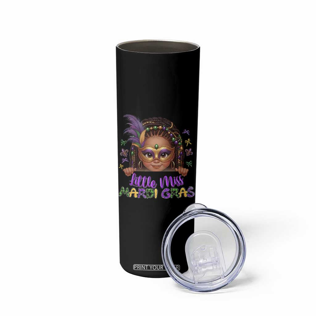 Little Miss Mardi Gras Skinny Tumbler Afro Messy Bun Girls Kids Mask Cute New Orleans TS10 Print Your Wear