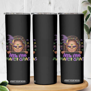 Little Miss Mardi Gras Skinny Tumbler Afro Messy Bun Girls Kids Mask Cute New Orleans TS10 Print Your Wear