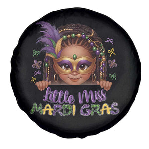 Little Miss Mardi Gras Spare Tire Cover Afro Messy Bun Girls Kids Mask Cute New Orleans TS10 Print Your Wear