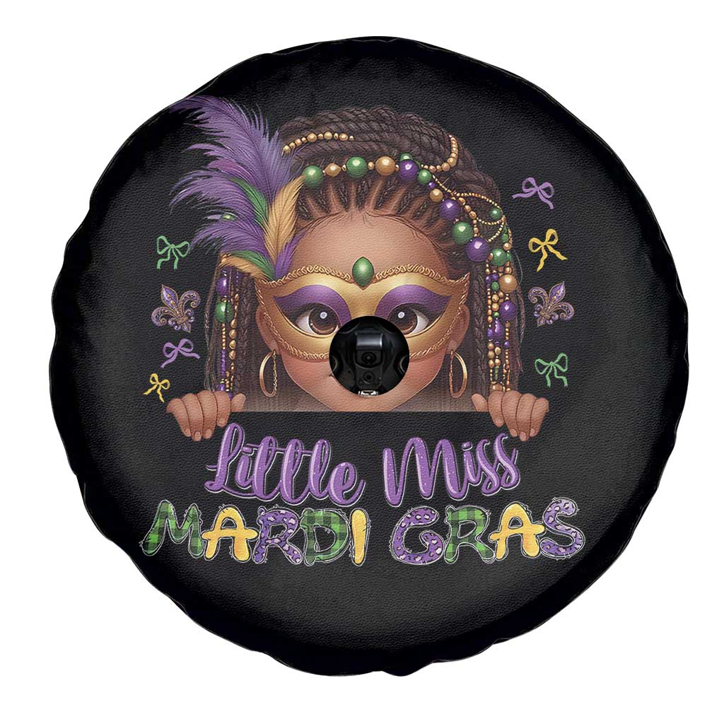 Little Miss Mardi Gras Spare Tire Cover Afro Messy Bun Girls Kids Mask Cute New Orleans TS10 Print Your Wear