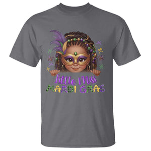 Little Miss Mardi Gras T Shirt Afro Messy Bun Girls Kids Mask Cute New Orleans TS10 Charcoal Print Your Wear