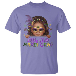 Little Miss Mardi Gras T Shirt Afro Messy Bun Girls Kids Mask Cute New Orleans TS10 Violet Print Your Wear