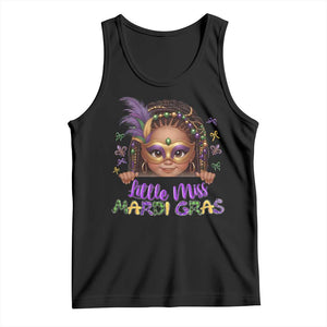 Little Miss Mardi Gras Tank Top Afro Messy Bun Girls Kids Mask Cute New Orleans TS10 Black Print Your Wear