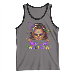 Little Miss Mardi Gras Tank Top Afro Messy Bun Girls Kids Mask Cute New Orleans TS10 Deep Heather Black Print Your Wear