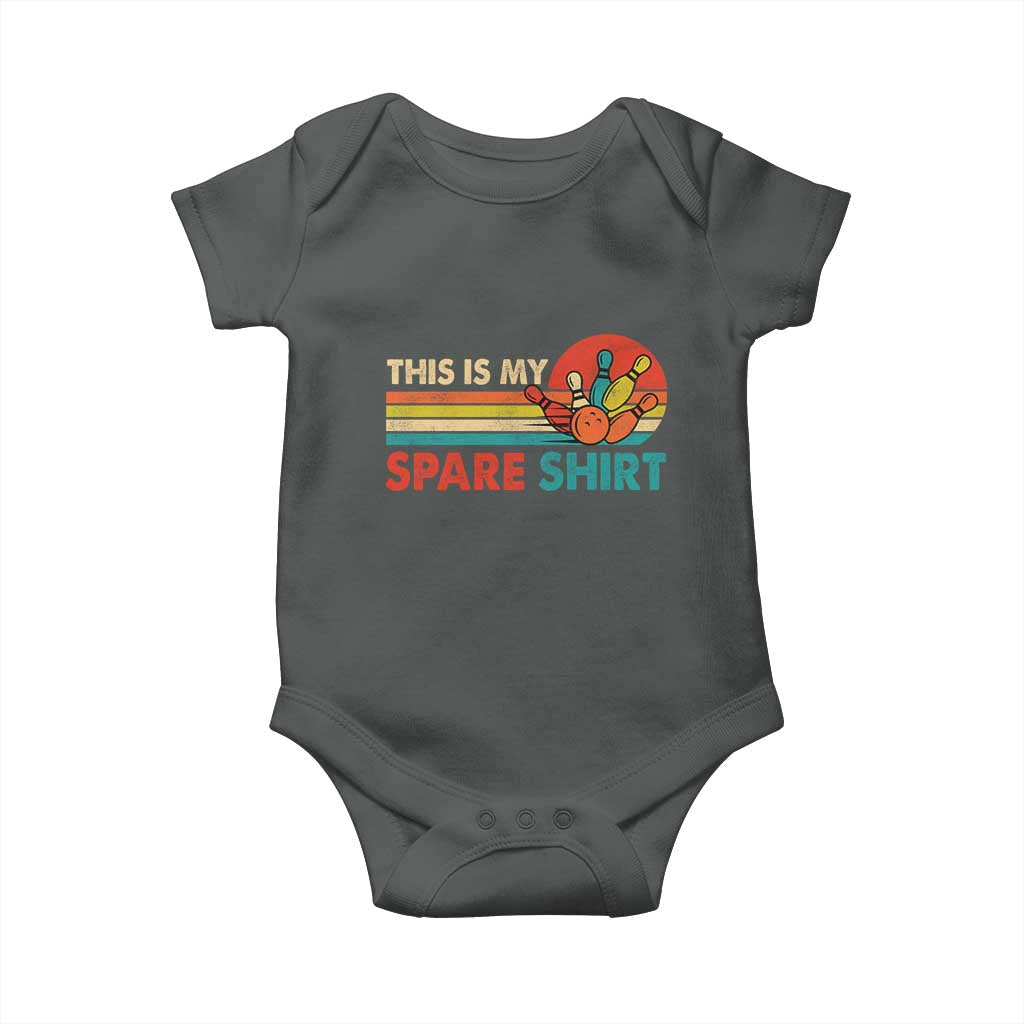 This Is My Spare Bowling Baby Onesie Bowler Funny Team TS10 Dark Heather Print Your Wear