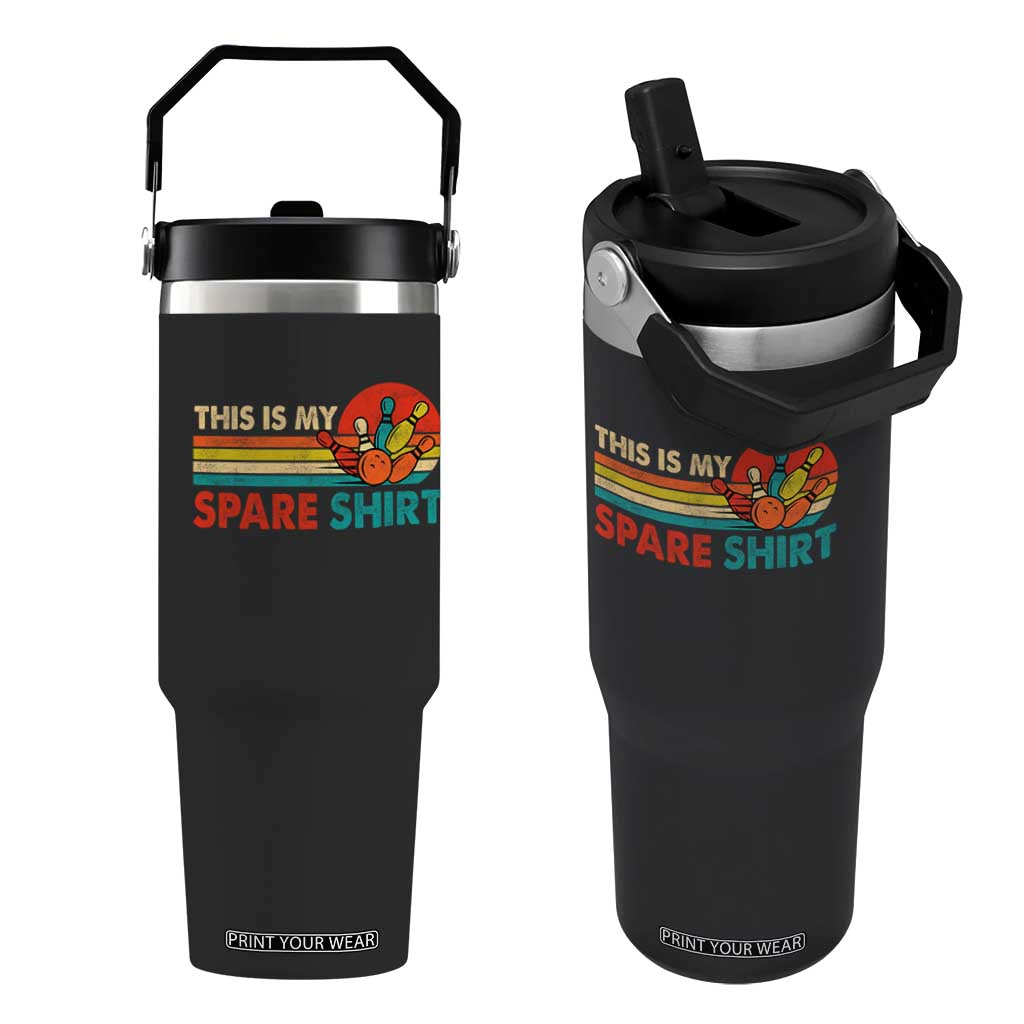 This Is My Spare Bowling Flip Straw Tumbler Bowler Funny Team TS10 One Size: 30 oz Black Print Your Wear