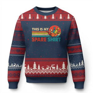 This Is My Spare Bowling Ugly Christmas Sweater Bowler Funny Team TS10 Navy Red Print Your Wear