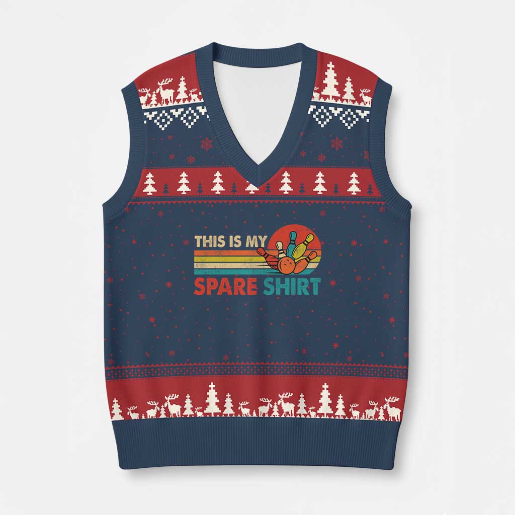 This Is My Spare Bowling V-Neck Knit Sweater Vest Bowler Funny Team TS10 Navy Red Print Your Wear