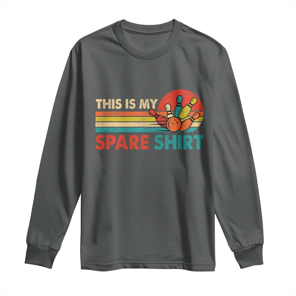 This Is My Spare Bowling Long Sleeve Shirt Bowler Funny Team TS10 Dark Heather Print Your Wear