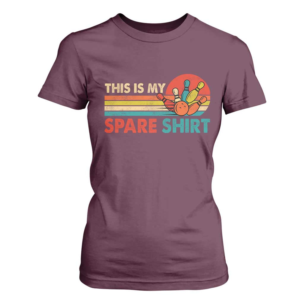 This Is My Spare Bowling T Shirt For Women Bowler Funny Team TS10 Maroon Print Your Wear