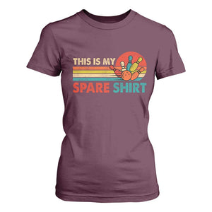 This Is My Spare Bowling T Shirt For Women Bowler Funny Team TS10 Maroon Print Your Wear