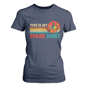 This Is My Spare Bowling T Shirt For Women Bowler Funny Team TS10 Navy Print Your Wear