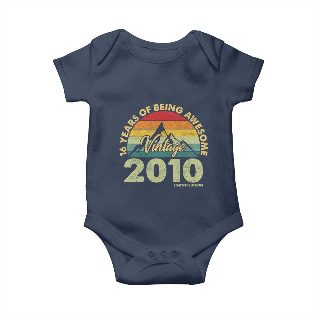 16th Birthday Baby Onesie Vintage 2010 Limited Edition 16 Year Old Gift TS10 Navy Print Your Wear