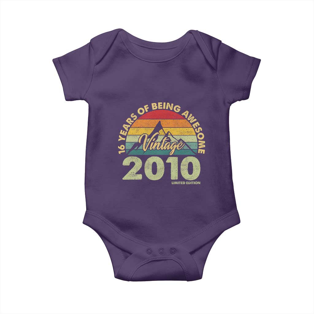16th Birthday Baby Onesie Vintage 2010 Limited Edition 16 Year Old Gift TS10 Purple Print Your Wear