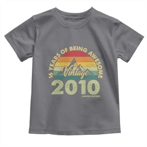 16th Birthday Toddler T Shirt Vintage 2010 Limited Edition 16 Year Old Gift TS10 Charcoal Print Your Wear