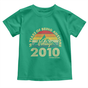 16th Birthday Toddler T Shirt Vintage 2010 Limited Edition 16 Year Old Gift TS10 Irish Green Print Your Wear