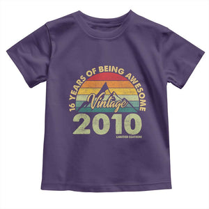 16th Birthday Toddler T Shirt Vintage 2010 Limited Edition 16 Year Old Gift TS10 Purple Print Your Wear
