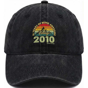 16th Birthday Washed Cotton Baseball Cap Vintage 2010 Limited Edition 16 Year Old Gift