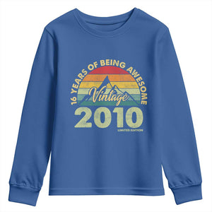 16th Birthday Youth Sweatshirt Vintage 2010 Limited Edition 16 Year Old Gift TS10 Royal Blue Print Your Wear