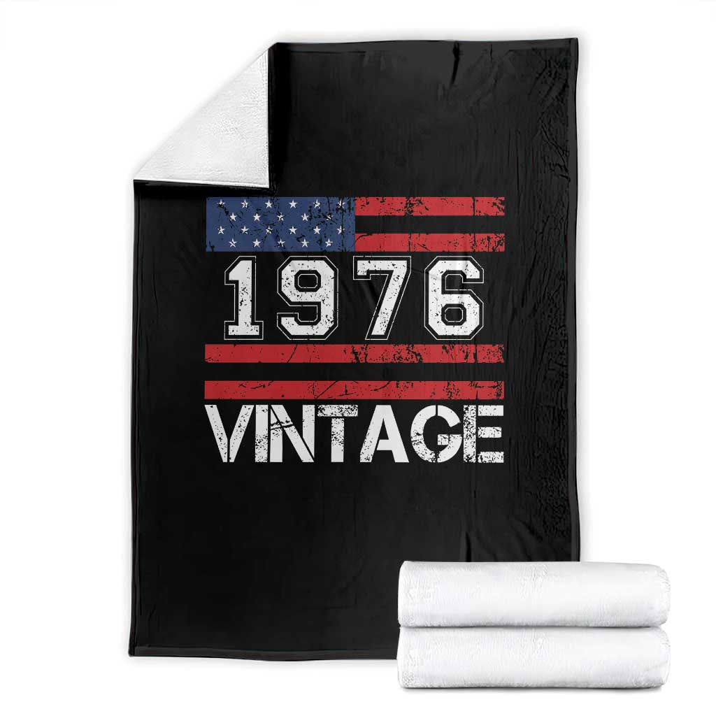 Vintage 50th Birthday Throw Blanket Retro 1976 American Flag 50 Year Old TS10 Black Print Your Wear