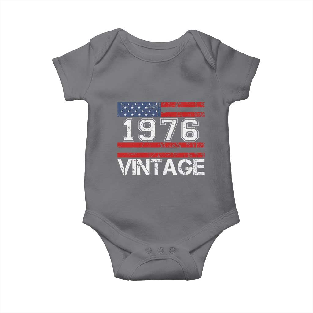 Vintage 50th Birthday Baby Onesie Retro 1976 American Flag 50 Year Old TS10 Charcoal Print Your Wear