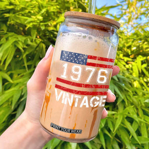 Vintage 50th Birthday Glass Can Retro 1976 American Flag 50 Year Old TS10 Black Print Your Wear