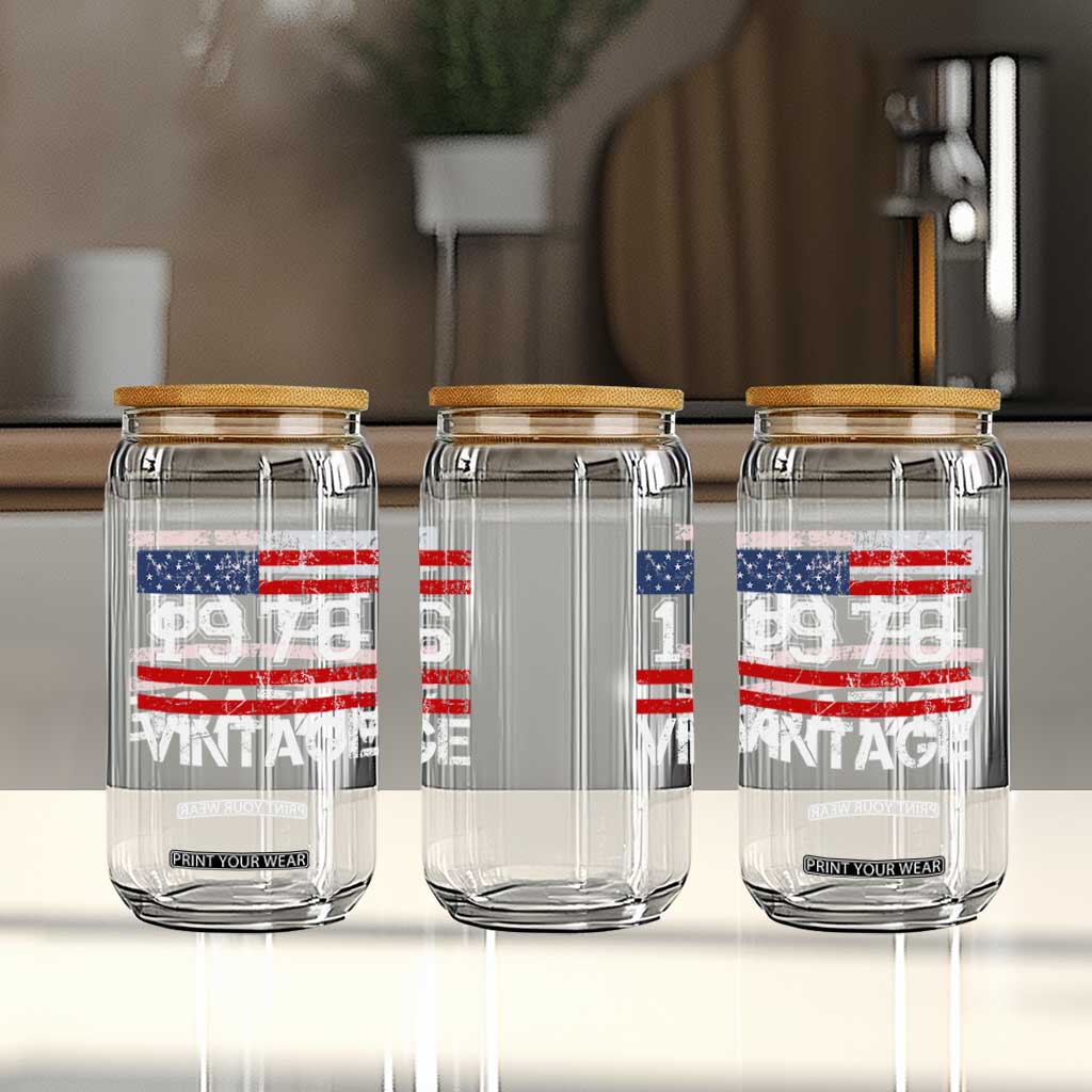 Vintage 50th Birthday Glass Can Retro 1976 American Flag 50 Year Old TS10 Print Your Wear
