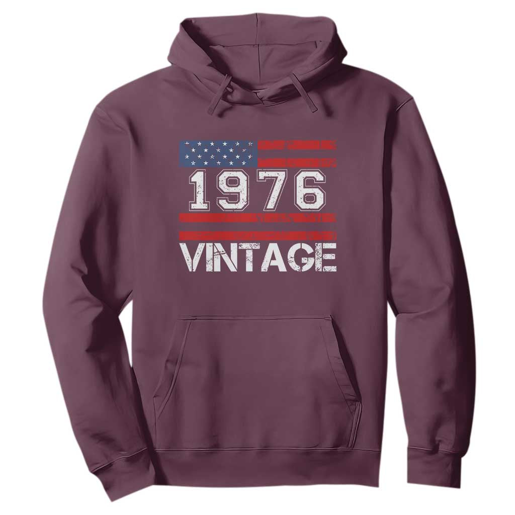 Vintage 50th Birthday Hoodie Retro 1976 American Flag 50 Year Old TS10 Maroon Print Your Wear