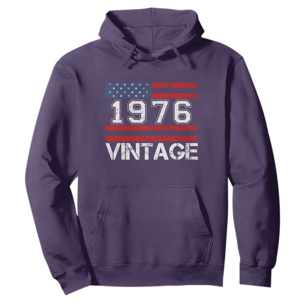 Vintage 50th Birthday Hoodie Retro 1976 American Flag 50 Year Old TS10 Purple Print Your Wear