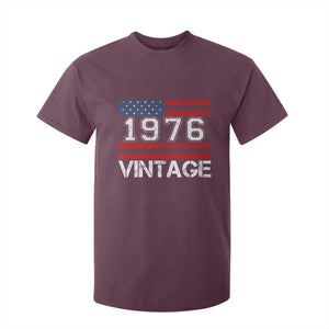 Vintage 50th Birthday T Shirt For Kid Retro 1976 American Flag 50 Year Old TS10 Maroon Print Your Wear