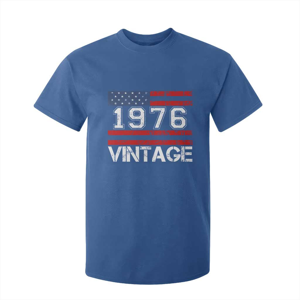 Vintage 50th Birthday T Shirt For Kid Retro 1976 American Flag 50 Year Old TS10 Royal Blue Print Your Wear